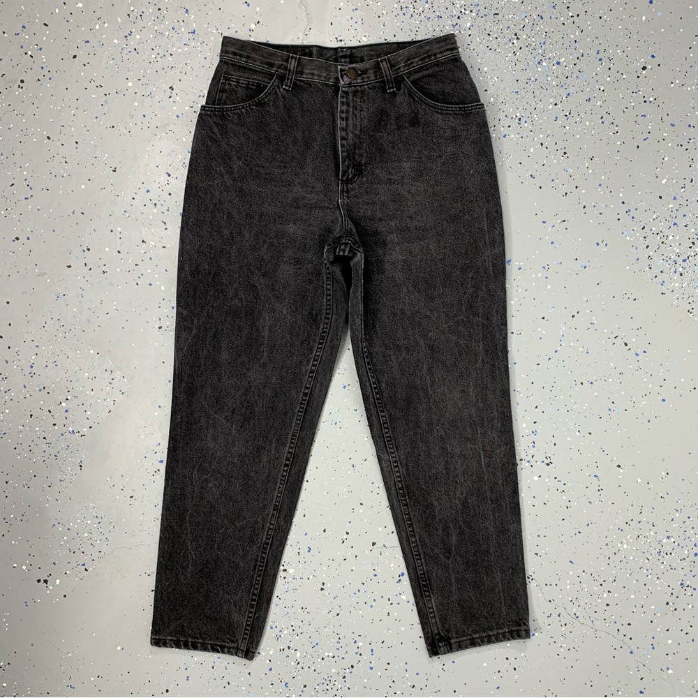 Vintage 80s Gitano Black Denim Jeans High Waist Tapered Leg 12 Petite 31"x29"